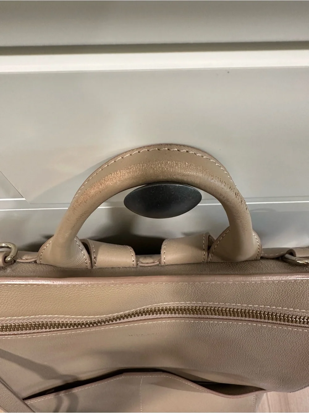 Mina Baie Taupe Leather Backpack- Diaper bag